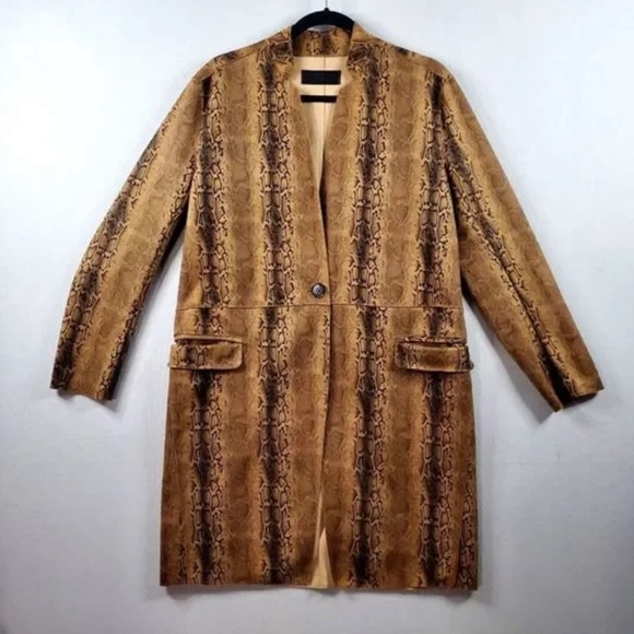 BLANKNYC Snake Print Soft Faux Suede Long Coat Size Medium - Picture 8 of 9